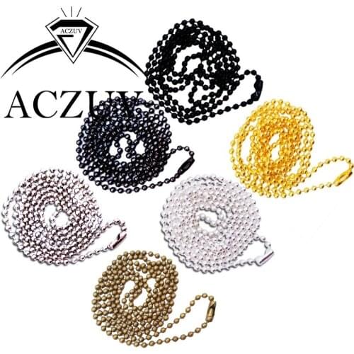 100PCS 2mm Multi-Size Optional Silver/Black/Gunmetal/Rhodium/Gold/Bronze Metal Ball Bead Chain Necklaces with Connector End