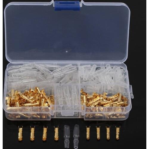 120Pcs/box Brass Bullet 3.5mm Connector Terminal Male & Female with Cover Transparent plus Insulation Cover