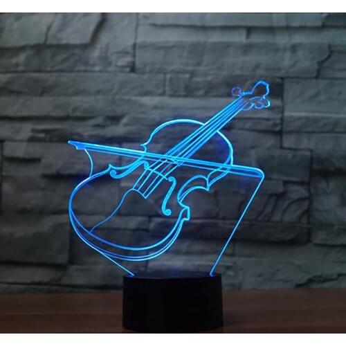 3D Violin Night Lights LED Musical Instruments Night Lamp Remote Touch 7 Color Changing For Baby Bedroom Decoration Kids Gift