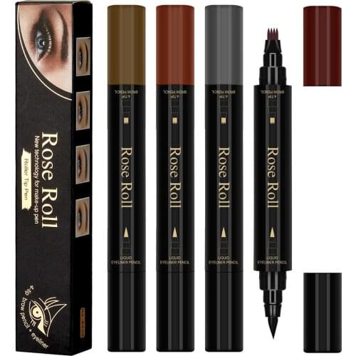 4pcs 4 Heads Fork Liquid Painting brow Tattoo Pencil Black Brown Waterproof Henna Natural Eyebrow Makeup Pen Eyeliner