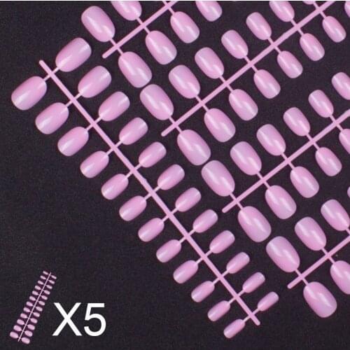 5 Sets Of 24 Pieces Per Unit Round Colored False Nails Full Cover 10 Size Fake Nails For DIY Press-On Fake Nail Tips Short Nails