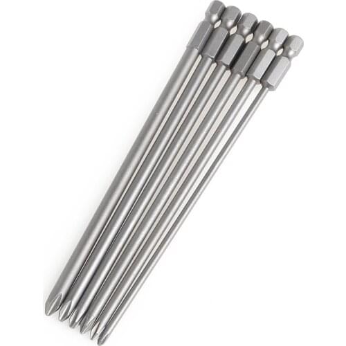 6Pcs/Set 1/4'' Shank 150mm Long S2 Steel Magnetic Hex Cross Head Screwdriver Bit