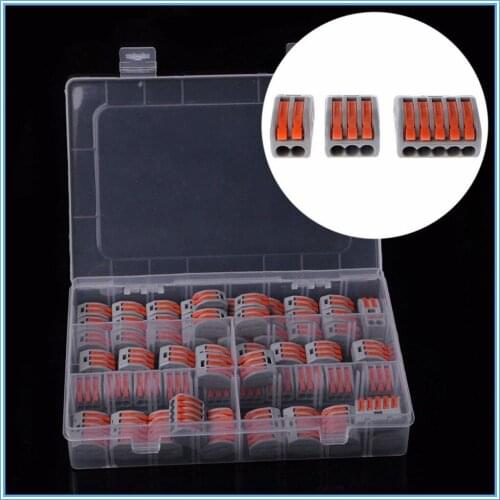 60pcs Terminal Block Lever Home Wire Connector 2 3 5 Pole Cable Clamp Nut Reusable