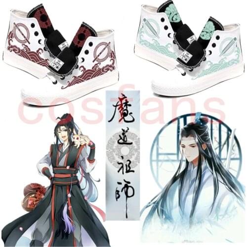 Anime Grandmaster of Demonic Cultivation Cosplay Lan WangJi Wei WuXian Women Canvas Sneakers Men High Shoes in stock