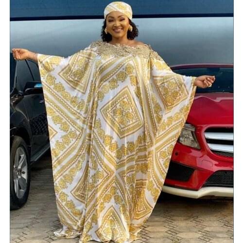 Super Size New African Womens Dashiki Silk Fashion Loose Embroidery Long Dress African Dress For Women African Clothes