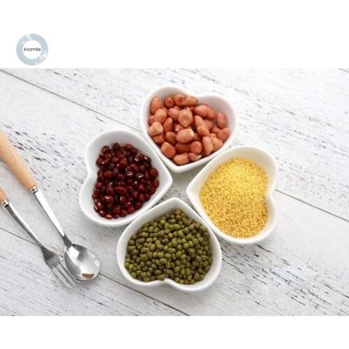 Homies 4pcs heart shaped dishes ceramic plate trinket dish love Small Saucer Shape Mini Snack Plate Salad Dinner Tray Sauce Dish