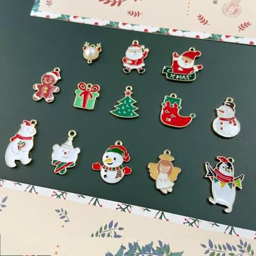 Halloween style 40pcs/lot alloy drop oil Gift snowman santa angel shape alloy floating locket charms diy jewelry accessory