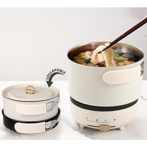 220V Multifunction Electric Hot Pot with Folding Handle Mini Portable Travel Induction Cookers Split Type Cooking Pot 1.2L