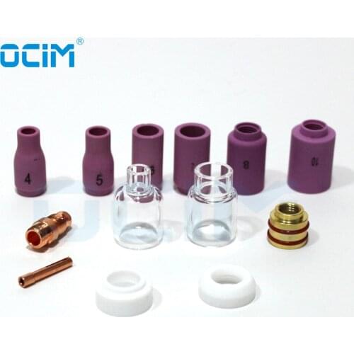 13PCS WP/SR 17/18/26 TIG Welding Gun Parts Glass Pyrex Cup Kit