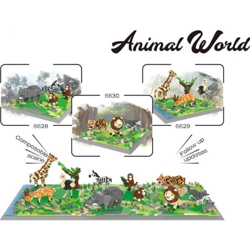 Animal Building Block Animal World Penguin Panda Shark Polar Bear Tiger Lion Cattle Sheep Horses Monkey Elephant Brick Kids Toys