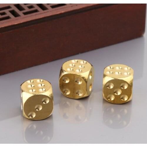 Brass Dices Solid Metal Polyhedral Club Bar Dice Playing Game Tool 15X15X15mm Q1FF