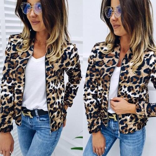 Fashionable Leopard Print Round Neck Jacket Street Fashion Brand Ladies Leopard Print Loose Jacket OL Lady Small Suit Jacket