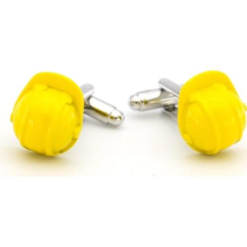 Mens Safety Hat Cuff Links Copper Material Yellow Color