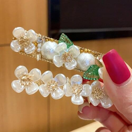 New Fashion Elegant Fresh Hairpins Shell Flowers Leaves Barrettes Bride Ornaments Hairpin Retro Simulated Pearl Hair Clip