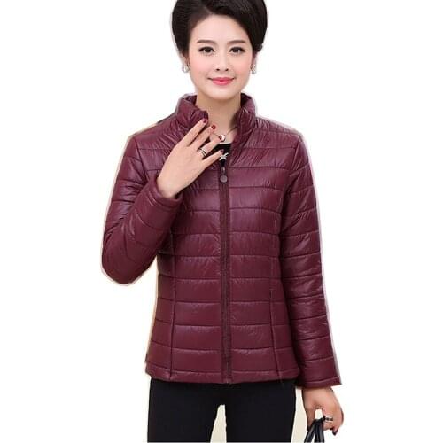 2019 Womens Parkas Winter Jacket Coat For Woman Casual Solid Stand Collar Parka Jackets Female Cotton Coat Slim Fit Outwear