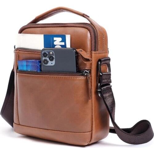 Casual Men Shoulder Bag Genuine Leather Vintage Crossbody Bags Male Handbag Large Capacity Man Messenger Bags Tote Bag