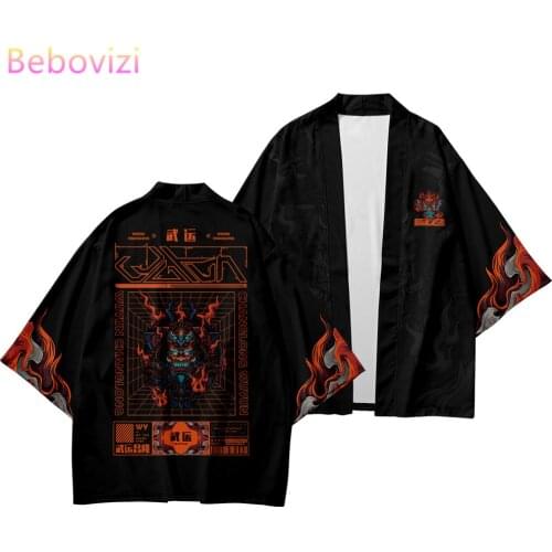 Plus Size XS-6XL Beach Harajuku Japanese Samurai Style Sets Fashion Kimono Men Women Cardigan Haori Obi Asian Clothes Pant Suit