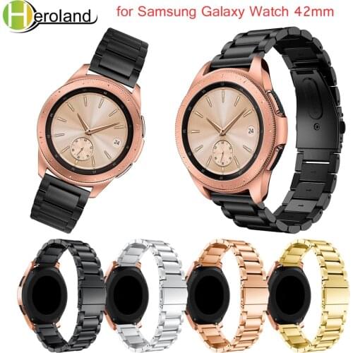 Stainless steel smart watch band strap for Samsung Galaxy Watch 42mm band Black metal Replacemet + tool for Samsung Gear S2 band