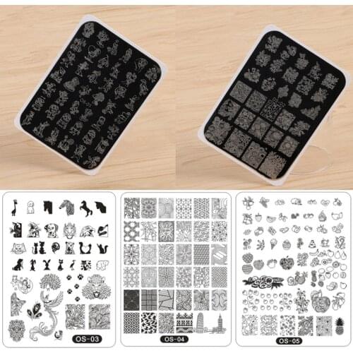 Nail Art Stamping Template Animal Cartoon Fruit Printing Image Plate 10.5*14.5 cm Nail Stamp with Backplane 5Models to Choose