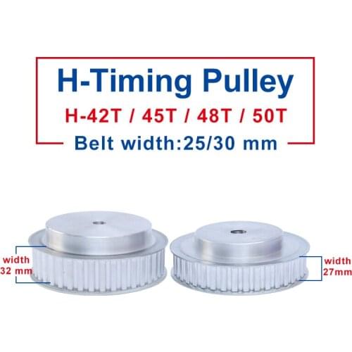 Timing Pulley H-42T/45T/48T/50T Rough Hole 16 mm Aluminum Pulley Slot Width 27/32 mm Match With H-Timing Belt width 25/30 mm