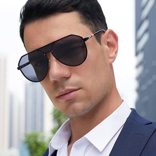 Unisex Fashion Brand Black Pilot Sunglasses Men Big Frame Vintage Designer Oversized Sun Glasses 2021 Tasteful Masculino Eyewear