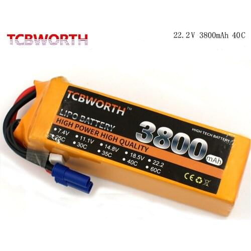 TCBWORTH RC LiPo Battery 22.2V 6S 3800mAh 30C 40C 60C For RC Airplane Drone Boat Aircraft Remote Control Toys Batteries LiPo 6S