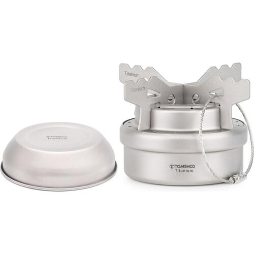 TOMSHOO Titanium Alcohol Stove with Lid Cross Stove Stand Rack Outdoor Camping Hiking Cooking Portable Mini Alcohol Stove