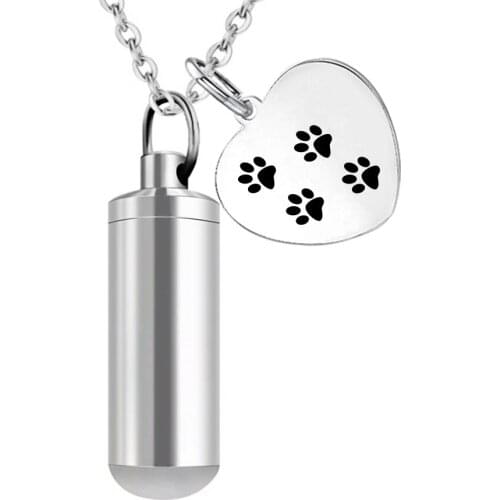 Women Men Pet Fashion Urn Jewelry Stainless Steel Urn Necklace for Ashes Memorial Keepsake Cremation Pendant & Fill Kits