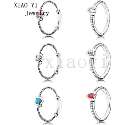 XIAOYI 2020new 100% S925 classic red heart-shaped love ring elegant valentines day rings free shipping wholesale jewelry female