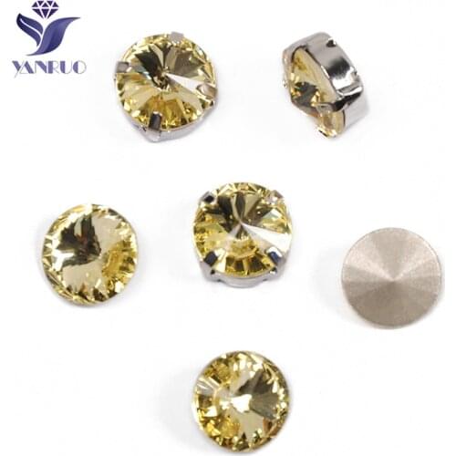 YANRUO 1122 Rivoli Jonquil Rhinestone Appliques For Dresses Pointback Stones Glass Rhinestoes Sewing Crystal Craft Jewelry
