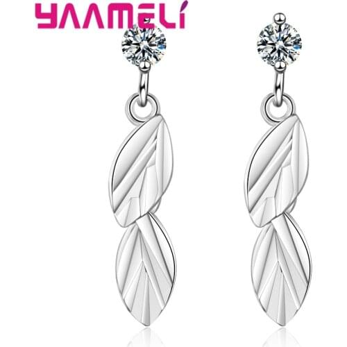 Glamorous Charming 925 Sterling Silver Jewelry For Women Girls Top Quality Leaves Drop Earrings Nibrant Gynamic Present Gifts