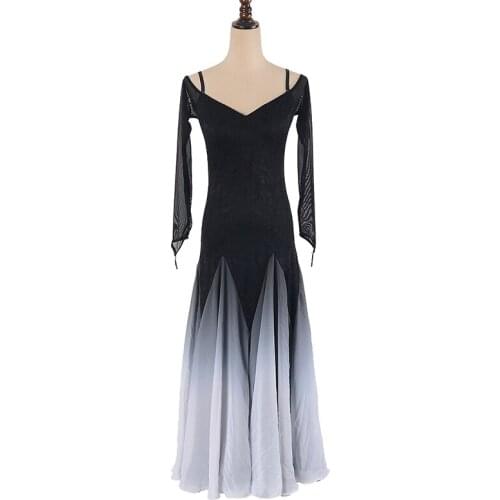 2020 New Sexy Ballroom Women Dance Dresses For Sale Waltz Performance Dancing Wear Long Sleeves Dress Customize Size DL6709