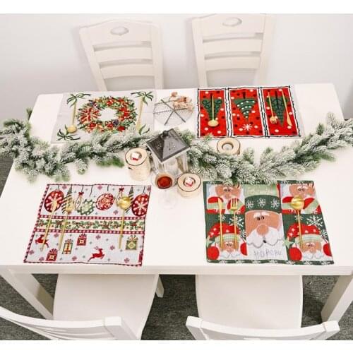 Winter Holiday Placemat Christmas Santa Claus Heat-Resistant Washable Table Place Mats for Kitchen Dining Table Decoration SN351