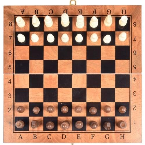 3 in 1 Chess Set Wooden Chess Game Backgammon Checkers Wooden Folding Chessboard Indoor Travel Chess Chess Pieces Chessman