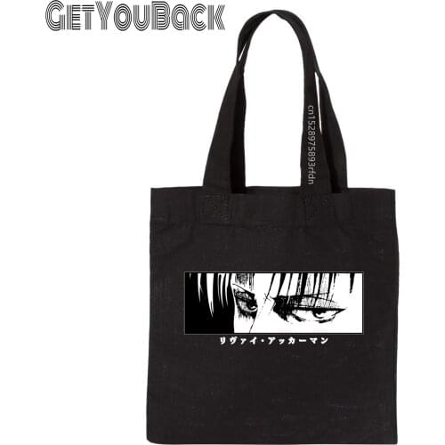 Anime Attack on Titan Funny Shopping Bag Women Canvas Shoulder Bag Female Ulzzang Eco Large-Capacity