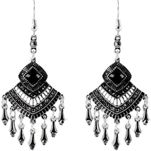 Bohemia Wind Fashion Rhinestone Tassels Long Pendant Earrings Vintage Geometry Earrings For Womans Party Earrings Jewelry