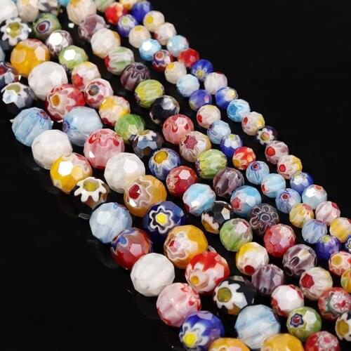 6 8 10mm Multicolor Murano Lampwork Faceted Beads For Jewelry Making Loose Spacer Beads Murano Glass Beads DIY Bracelet