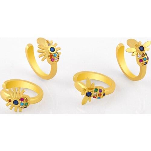 CZ Rainbow Zirconia Small Bee Ear Cuffs For Women Cute Spider Clip On Earrings Stackable C Shaped Ear Statement Jewelry ersu39