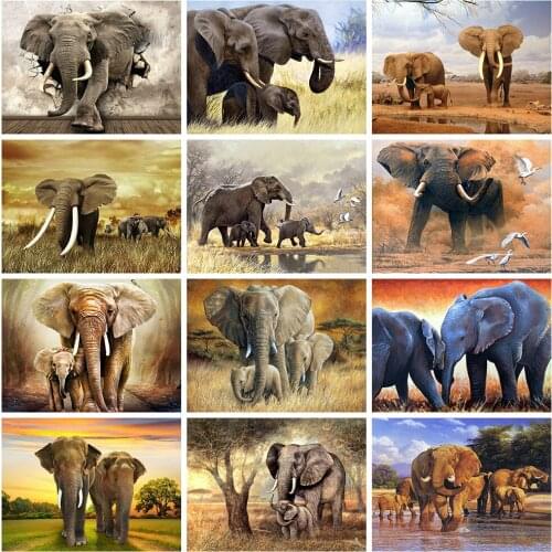 Evershine Full Square Diamond Painting Elephant 5D Cross Stitch Mosaic Embroidery Animals Rhinestone Pictures Diamond Art Kit
