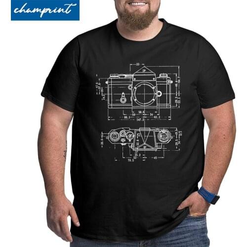 Camera Patent Shirt For Photographer T-Shirts for Men Big Tall Tees Short Sleeve T Shirts Oversized 4XL 5XL 6XL Clothing