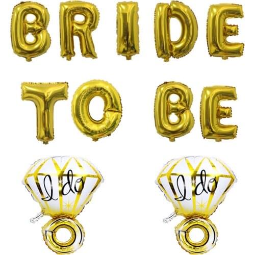 11pcs/set 16inch Foil Letter Balloons "BRIDE TO BE" 32inch "I Do" Diamond Ring Wedding Bridal Shower Party Decoration Supplies