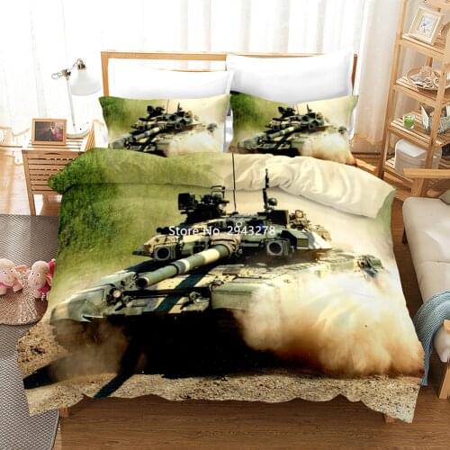 Tank Bedding Comfort Set Home Spinning Bedding Cover and Pillowcase Deluxe Full Size Bedding War Tank Pattern Suitable for Boys
