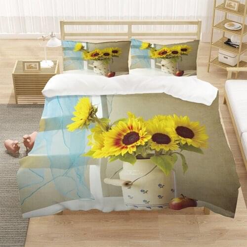 Sunflower Bedding set King Queen Quilt Set Bedclothes Microfiber Bed room Home Textiles Pillowcase Bedspread