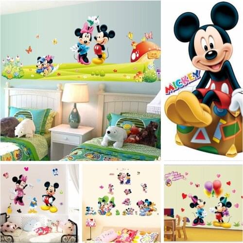 Hot Disney Mickey Mouse Minnie mouse wall sticker children room nursery decoration diy adhesive mural removable vinyl wallpaper