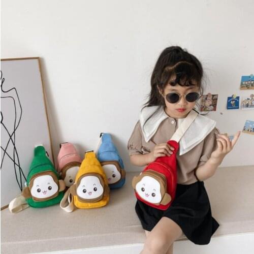 Toddlers Girls Boys Cute Cartoon Monkey Chest Bag Animal Crossbody Bag Fashion Casual Small Canvas Messenger Bag