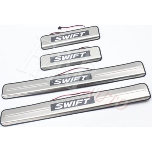 Stainless Steel Led Door Sill Scuff Plate Guard Sills Protector Trim For Suzuki Swift 2004-2020