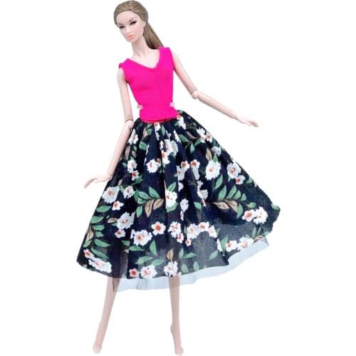 NK 1 Pcs Doll Fashion Dress Pink Vest +Skirt Outfits for Barbie Doll Clothes Accessories Play House Dressing Up A2 1X