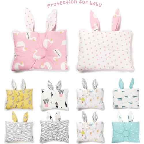 Newborn Baby Rabbit Fashion New Breathable Cute Pillows Prevent Anti Roll Flat Head Baby Pillows