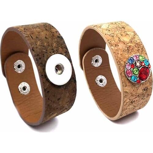 New Wood Grain 292 really Genuine Leather Retro Interchangeable Bracelet 18mm Snap Button Charm Jewelry For Women Gift