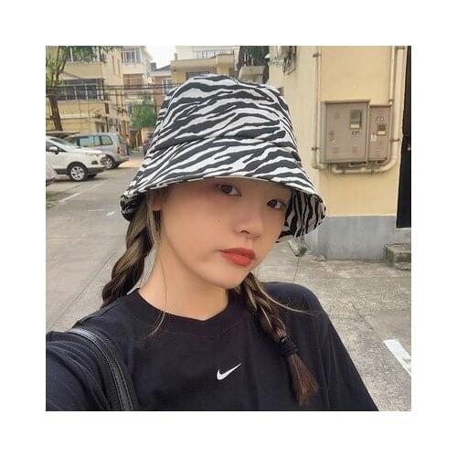 Fashion Zebra Pattern Fisherman Hats Female Summer Casual All-match Outdoor Travel Bucket Hat Male Cotton Street Hip-hop Sunhat